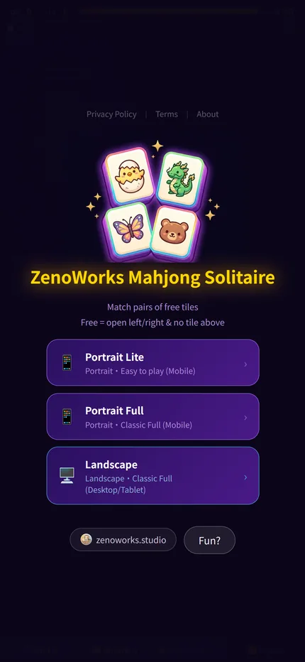 ZenoWorks Mahjong Solitaire｜Title screen
